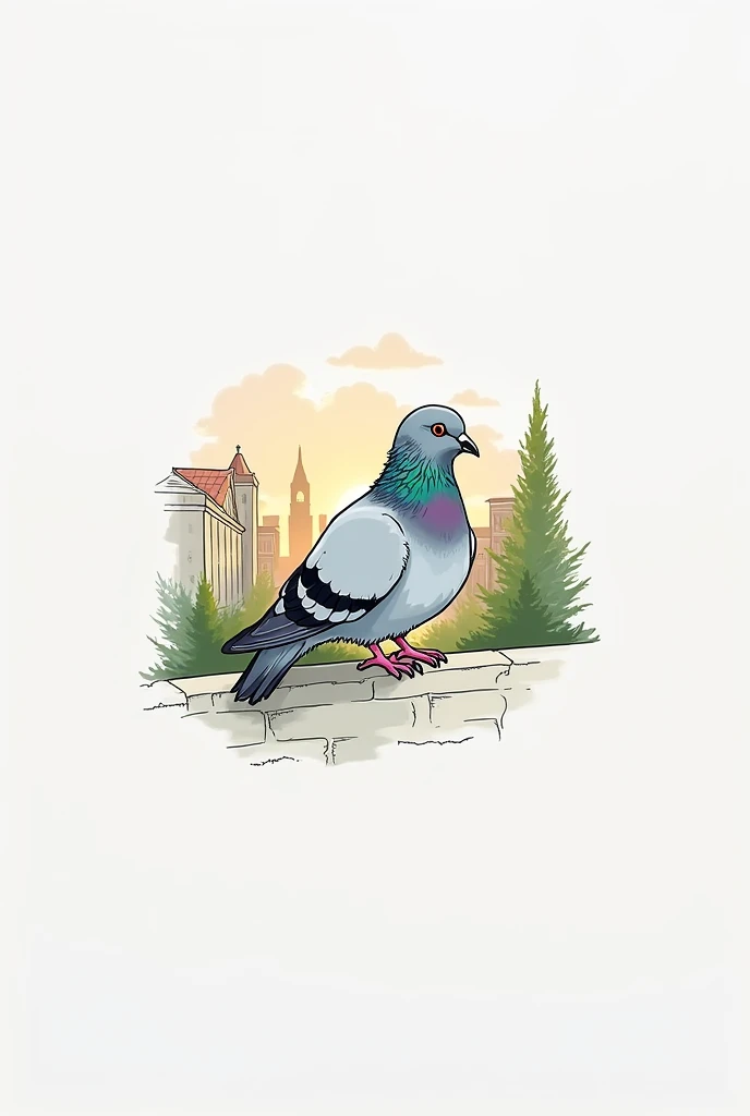 Make a realistic pigeon image, but in drawing, that it is simple and beautiful