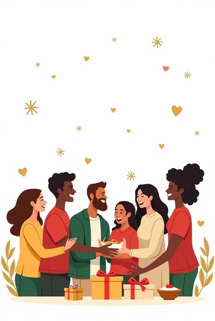 Create an image for a banner with the theme “Christmas solidarity” with a completely white background and space to write