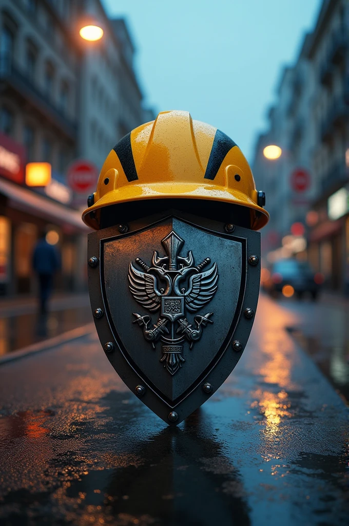 Security icon, like a safety helmet or a shield.