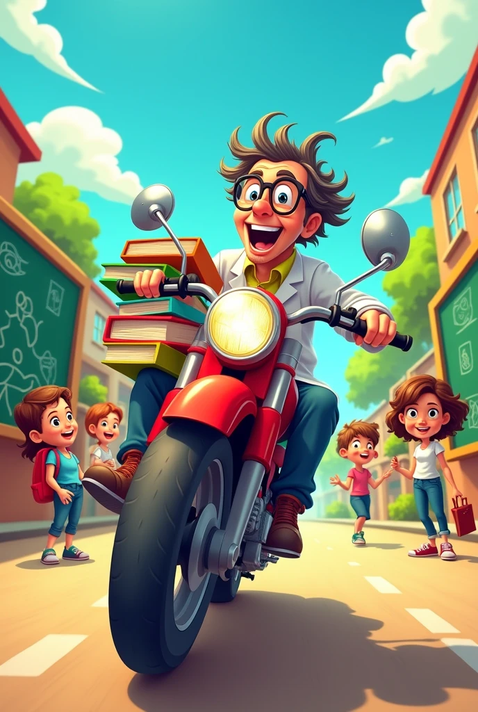 errand service, Professor, school, cartoon,moto
