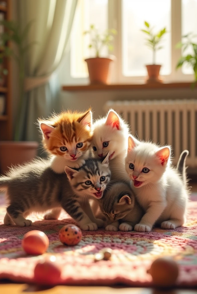 An image with several cute kittens of various colors