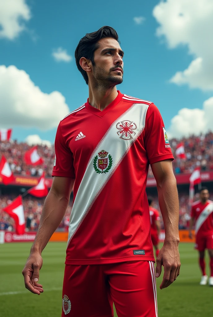 Football shirt with the design of the first flag of Peru