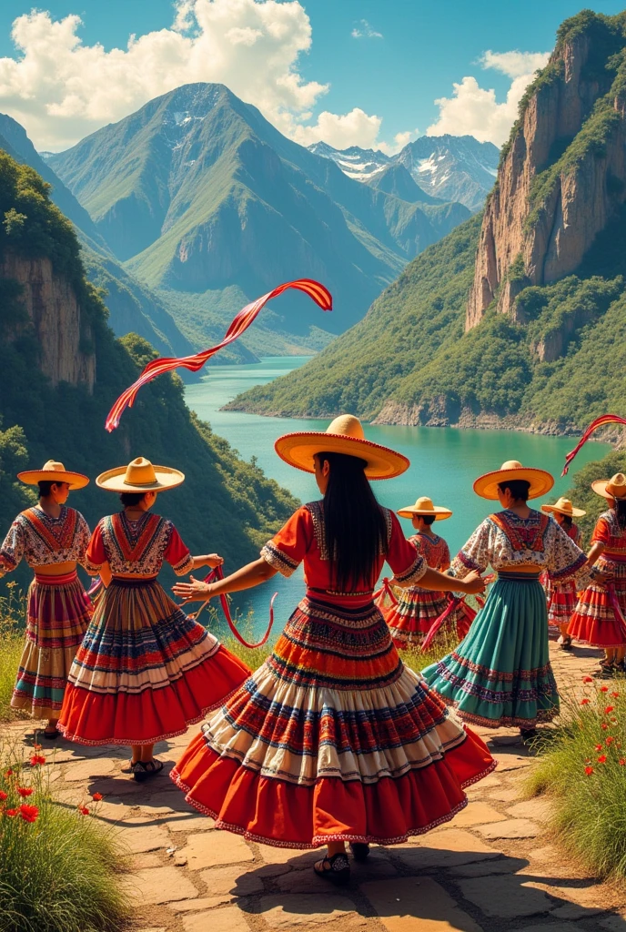 Make me a collage of the different types of dances that exist in Ecuador