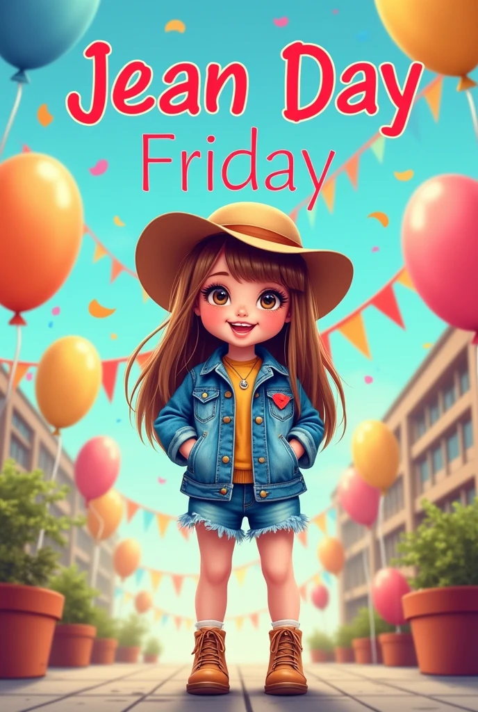 ok... I'm going to make a kind of announcement, and I need you to make the image, I mean, It's a simple thing to say "Jean Day Friday", and say that the value of the entrance is $1000, that carries a simple little doll dressed in jean day