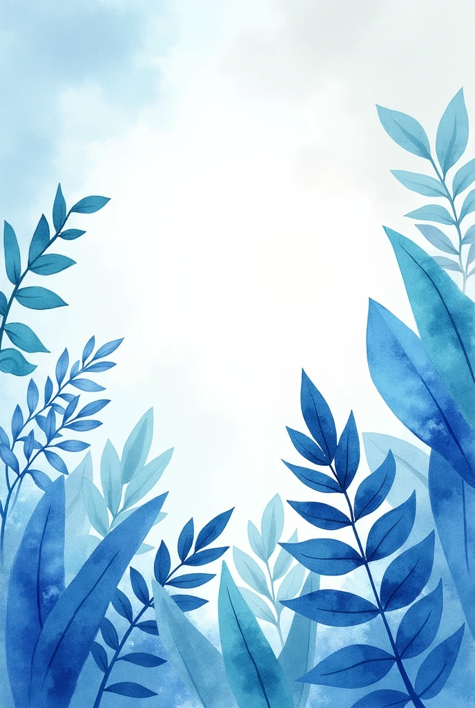 Blue watercolor foliage png