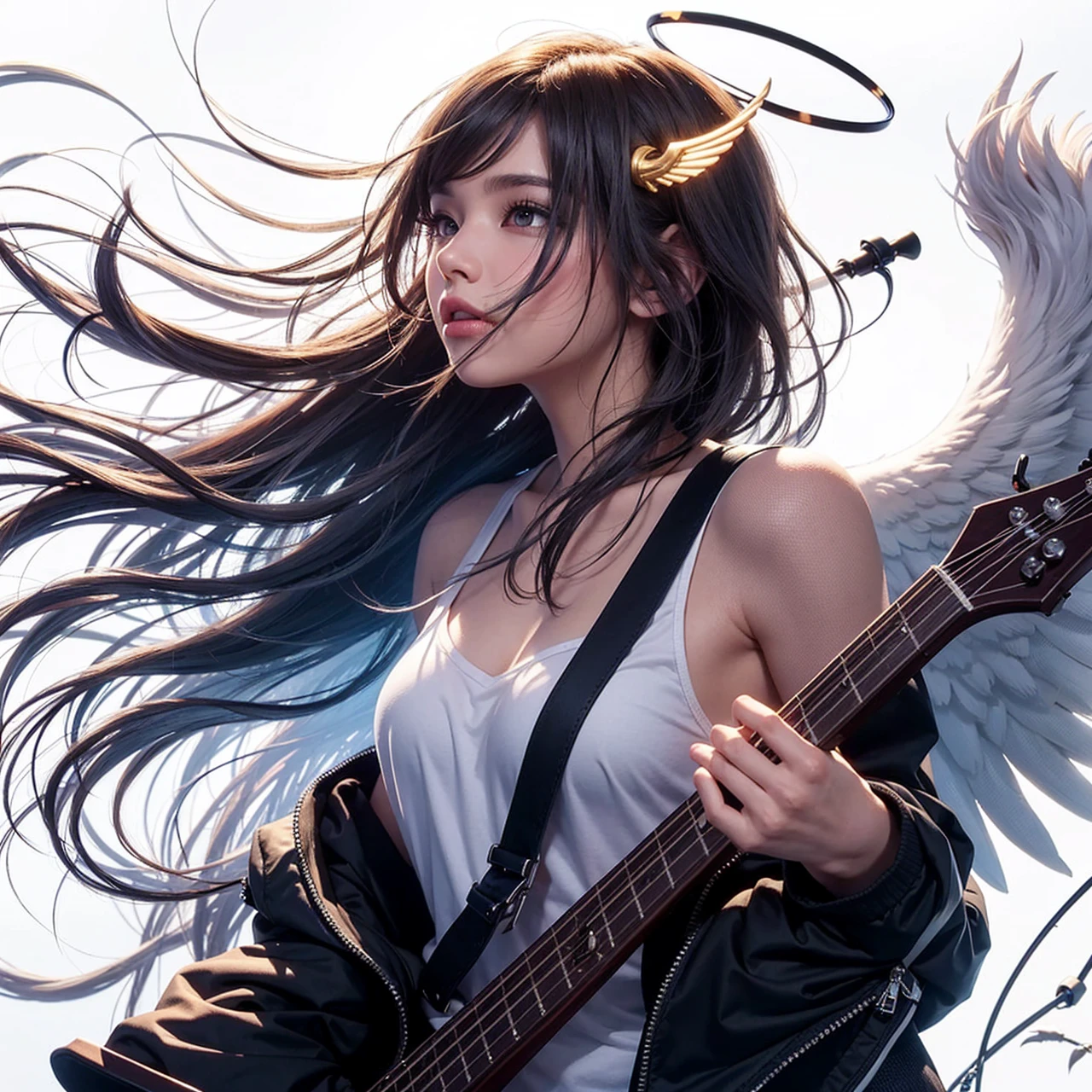 Beautiful cool girl.
no angel halo.
no Accessory