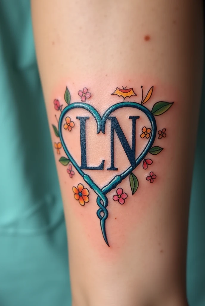 A tattoo for nursing students including the letters L, L, H, K, N