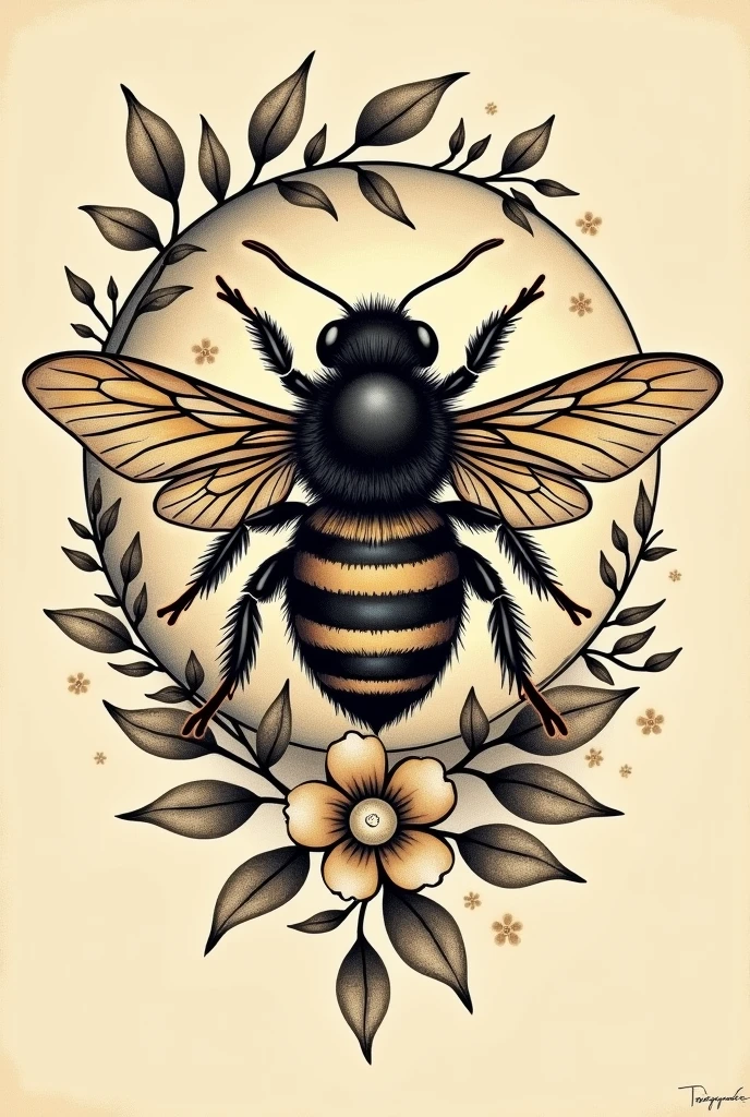 Old school bee tattoo design