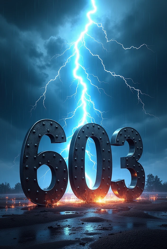 Create an image with the number 603 and a lightning bolt striking it 

