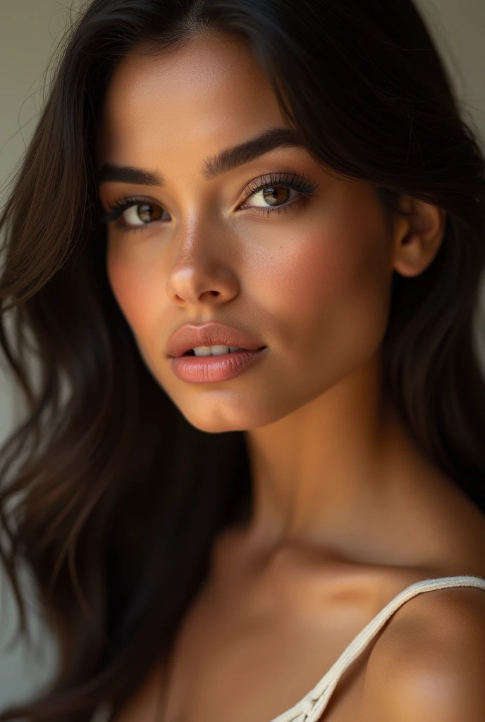 latina, 20 years old, perfect body proportion, beautiful detailed eyes, beautiful detailed lips, extremely detailed face, long eyelashes, beautiful face, beautiful skin, flawless makeup, elegant pose, soft lighting, photorealistic, cinematic lighting, highly detailed, 8k, (best quality,4k,8k,highres,masterpiece:1.2),ultra-detailed,(realistic,photorealistic,photo-realistic:1.37),studio lighting,physically-based rendering,extreme detail description,vivid colors,portrait