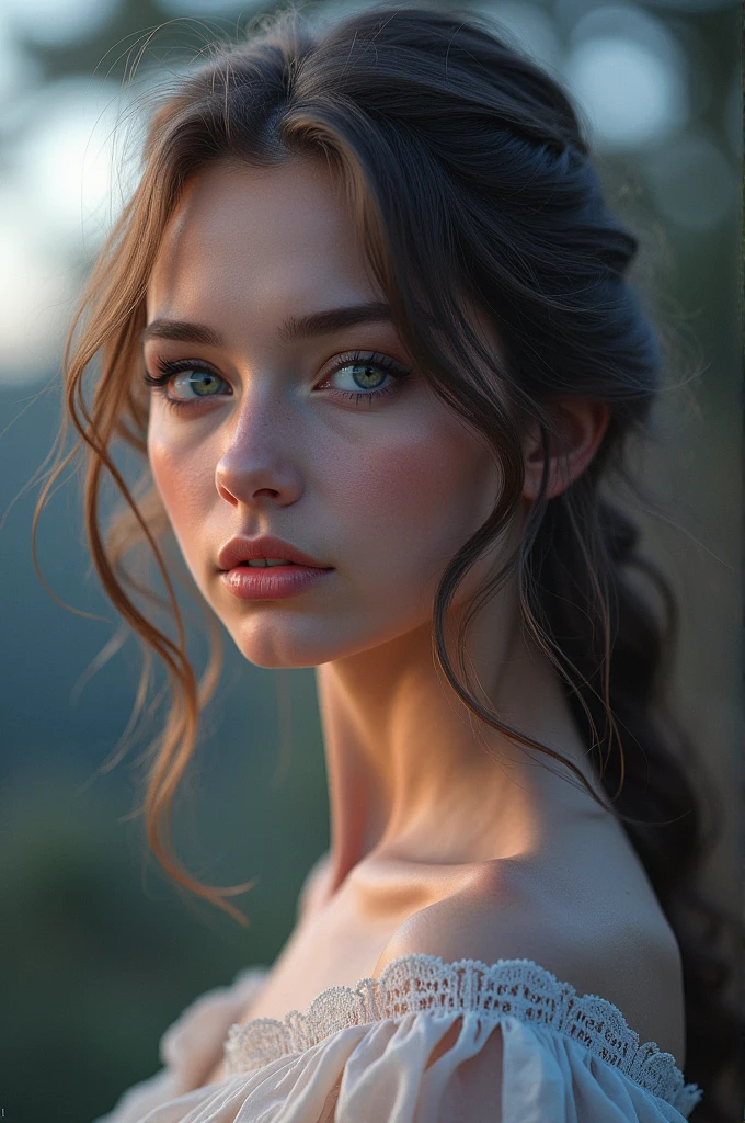 (Photorealistic:1.4), (Masterpiece, side-lighting, fine detailed beautiful eyes: 1.2), Masterpiece*Portrait, Realistic, 3D face, Glowing eyes, Shiny hair, Glossy glossy skin, Solo, embarressed, (midriff), perfect round breasts with big puffy nipples noticeable through clothes, nipples peaking through clothes, thick thighs, thigh gap, cameltoe, pussyslip, exposed labia, visible pussy lips, visible areolas,big nipples, huge nipples, puffy nipples
