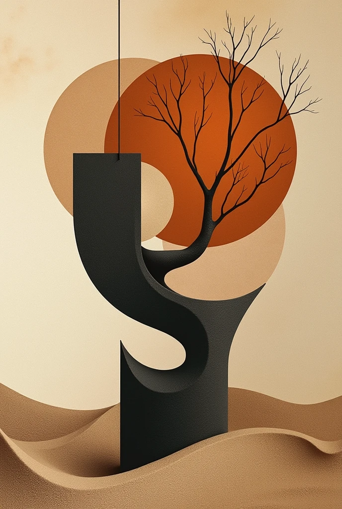 An abstract composition, where we capture the essence of 5 things:
A cup of a carob tree A ruler Sand Le Corbusier's modulor And it has to have it written on it "10 ARQ"