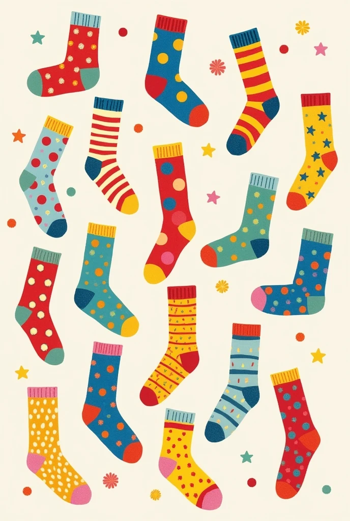 Colorful socks line drawings 
