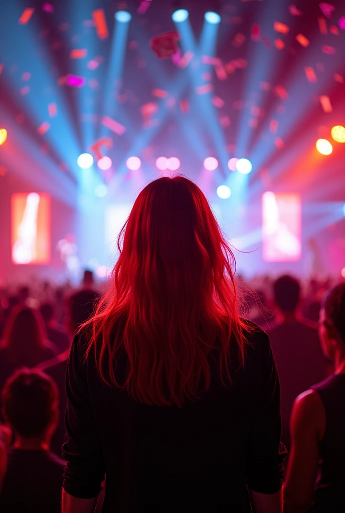 Red-haired man with straight hair at a concert