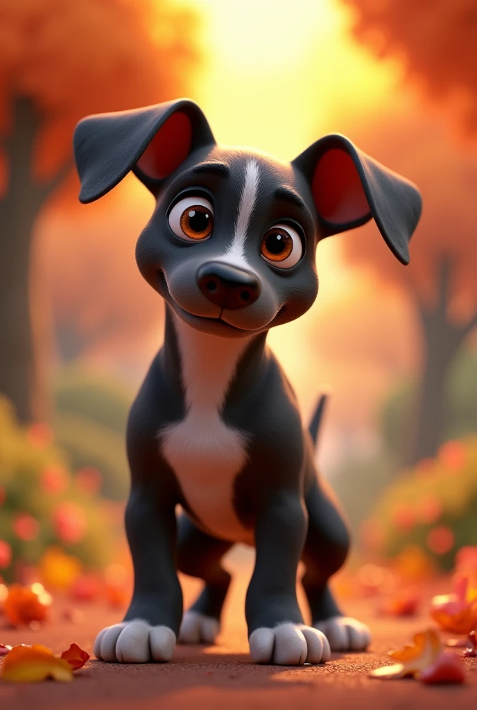 Dog character, pit bull breed, with long ears, grown-up, average size, black with small caramel spots, stark, grown-up, animation character, stylized character, animation style rendering, 3d stylized, Arnold Maya rendering, Stylized 3D rendering, toon render screenshot, 3d character, 3d character, Stylized 3D rendering, 3D character rendering, cartoon character, Personagem de close up, character posing,  (Pixar-style) (master part:1.2) (bokeh) (best qualityer) (skin detailed) (detailed texture) (8k) (Argilla) (cinematic lighting) (sharp focus