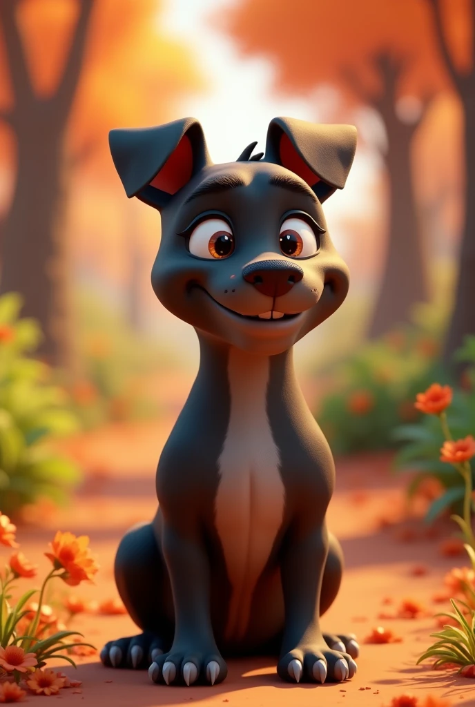 Dog character, pit bull breed, with long ears, grown-up, average size, black with small caramel spots, stark, grown-up, animation character, stylized character, animation style rendering, 3d stylized, Arnold Maya rendering, Stylized 3D rendering, toon render screenshot, 3d character, 3d character, Stylized 3D rendering, 3D character rendering, cartoon character, Personagem de close up, character posing,  (Pixar-style) (master part:1.2) (bokeh) (best qualityer) (skin detailed) (detailed texture) (8k) (Argilla) (cinematic lighting) (sharp focus
