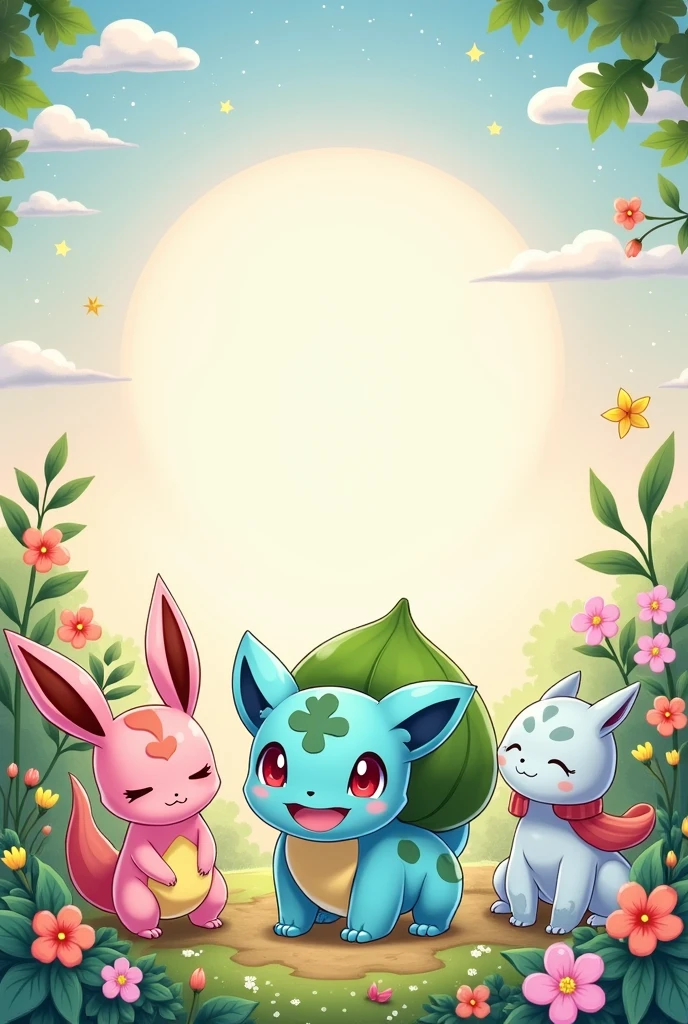 Baby shower invitation with baby glaceon images, baby dragonair, baby snorlax, baby vinasaur named Gustavo, hour 6:30 pm August 31st