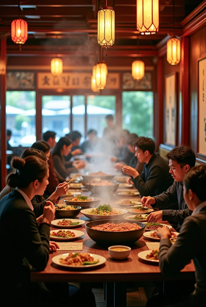 make a picture of a korean food restaurant