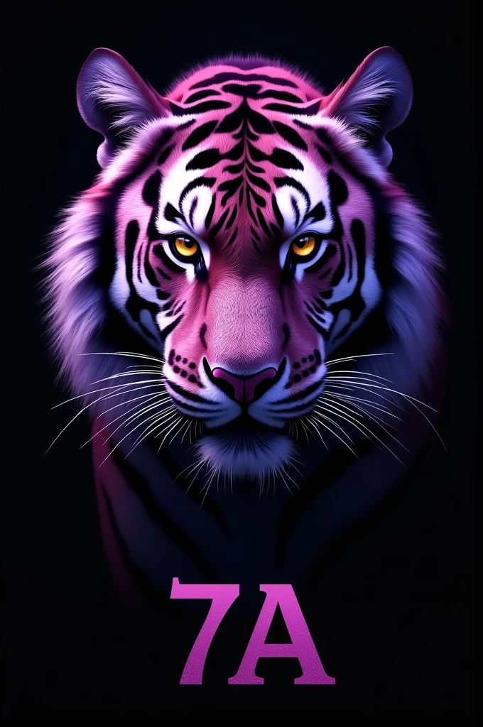 You said:
"Por favor, create an image of a purple tiger with a black background. And also add 7A below the image, And don't be 7a, Be 7A, with a capital A. make the tiger a little darker purple. i.e., a little more violet." With 1 7 and 1 super realistic with just the tiger's head and it comes flashy