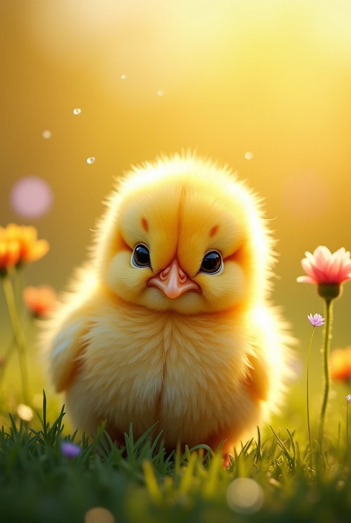 Little yellow chick crying 