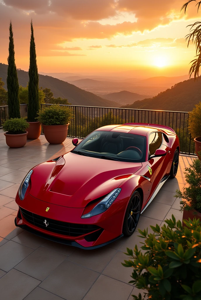 Ferrari on a balcony