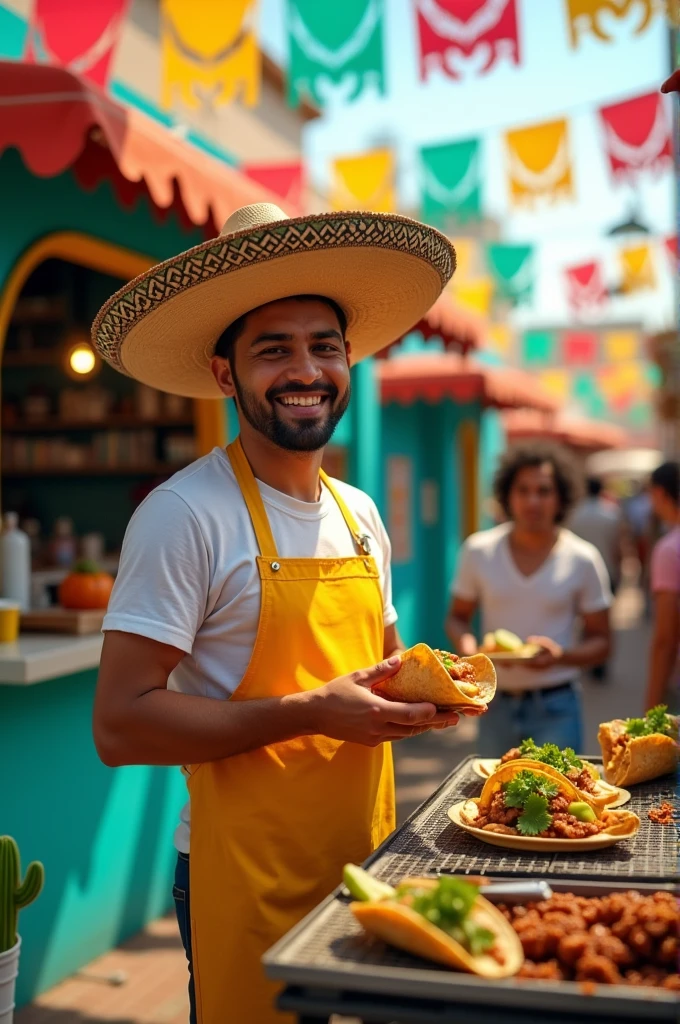 Give me the image of a taco stand with 2 colors
