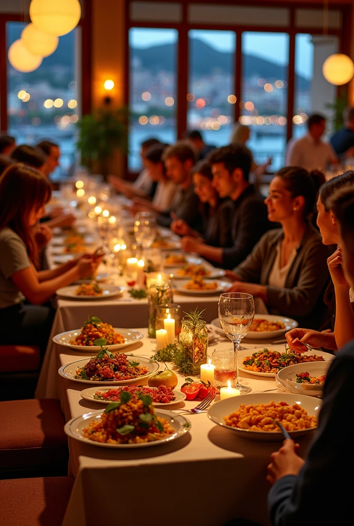 Make the whole restaurant visible and show more of the food