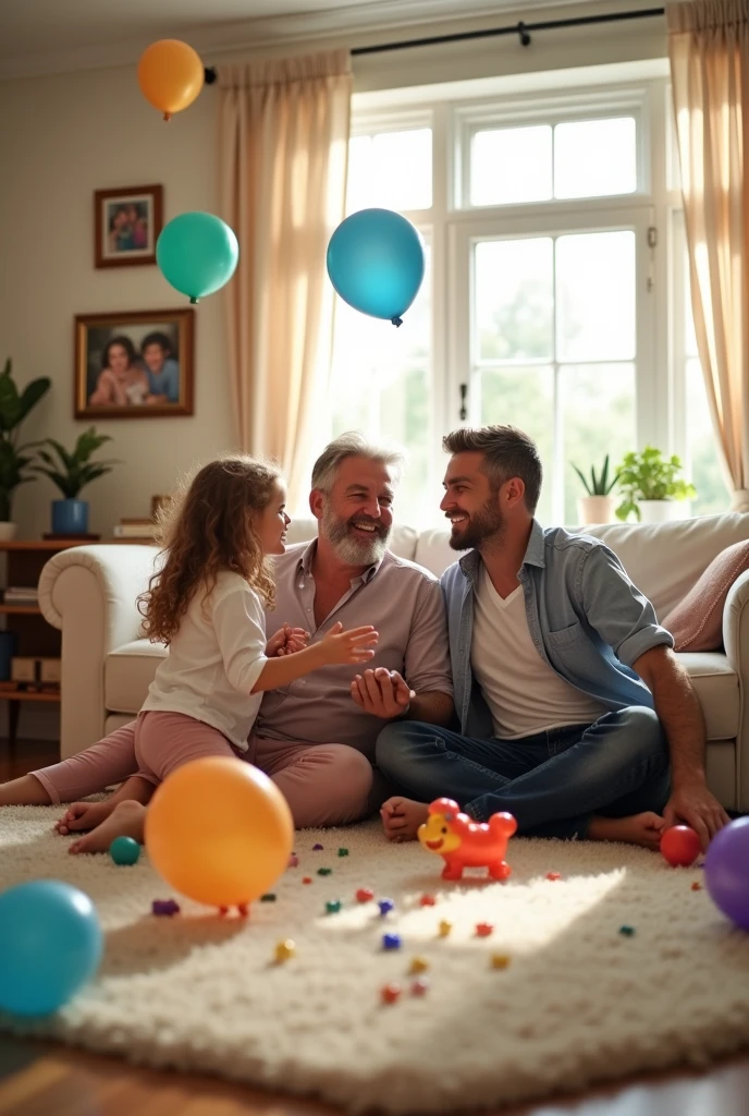 gay dads 59 years old kisses two kids daughters on lips  