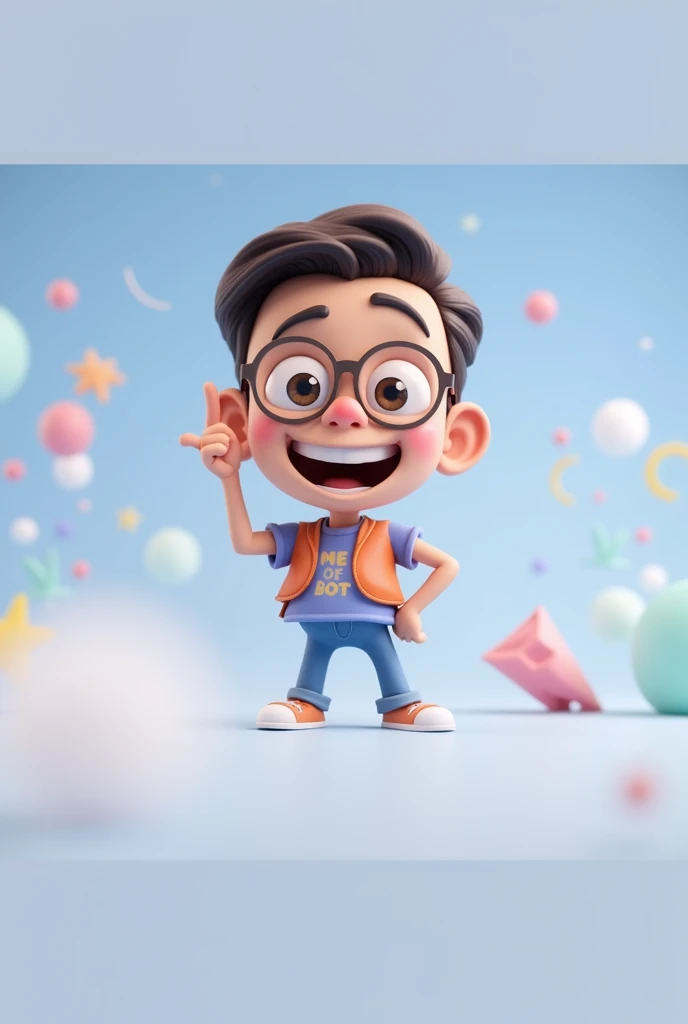Cartoon character of a man blue shirt, an animated character, stylized character, animation style rendering, 3d stylized, smiling and making a nice hand sign