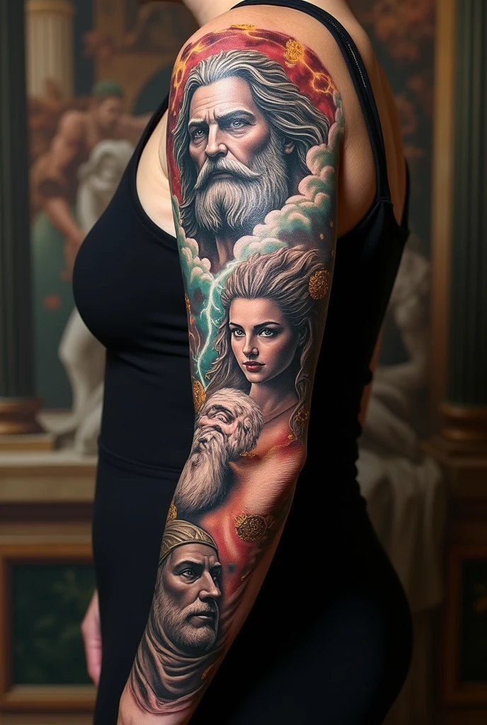 tattoo sleeve realism gods of olympus
