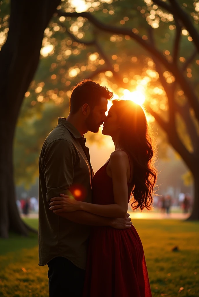 Couple having  in a public place ,a beautiful girl ,of beautiful curves ,and excellent body
