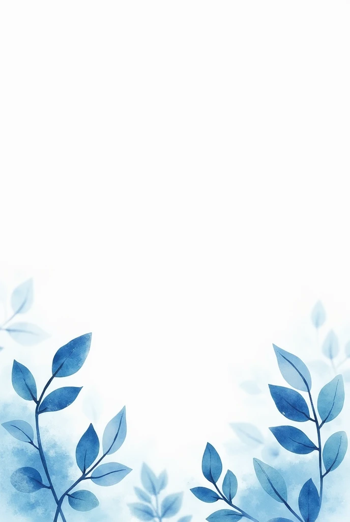 Blue watercolor foliage only in the lower corners