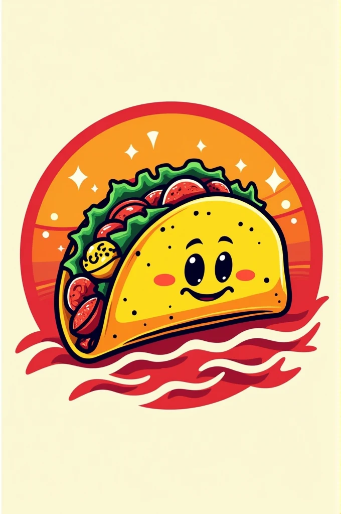 Generate a logo for a taco shop with two colors 
