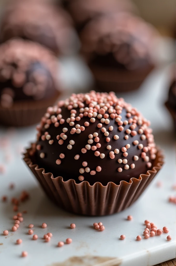 brigadeiro covered in chocolate sprinkles and pleated mold