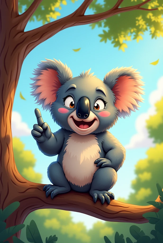 a koala showing a young middle finger