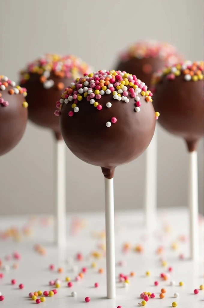 Cake pop covered in chocolate sprinkles and pleated mold