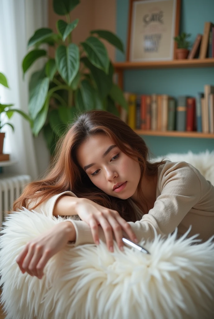 young woman lying down receiving therapy with a silver pen