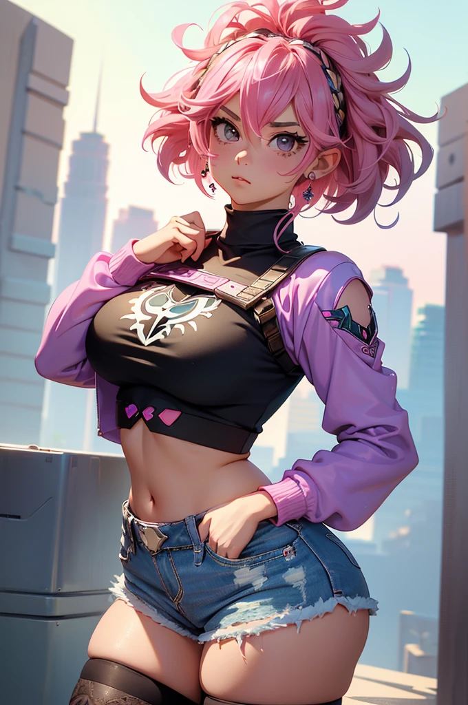 ((Masterpiece:1.5, best quality)), (((2girls))), ((Mina Ashido from My Hero Academia)), and (((Princess_Zelda))), beautiful faces, (voluptuous), large_breasts, ample hips, flaunting their incredibly detailed accentuated big booties, wearing cropped t-shirt and daisy dukes, thick_thighs, breathtaking detail, RAW photo color, cinematic lighting, 8k uhd, dslr, 