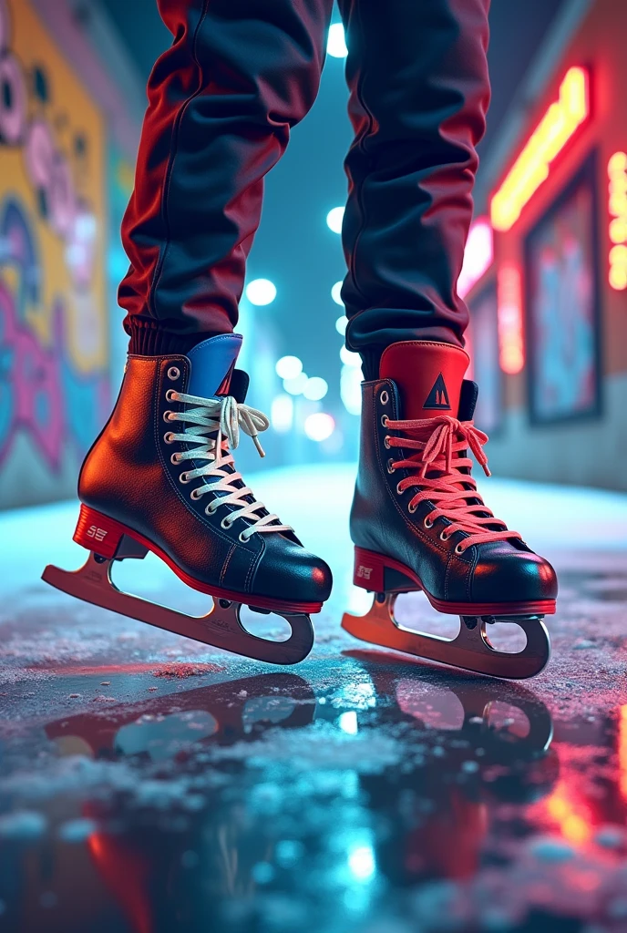 A cover of some skating and hockey skates together