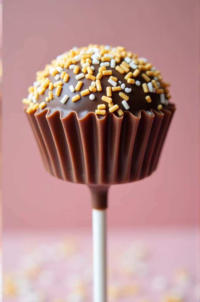 Cake pop covered in vermicelli chocolate sprinkles and pleated mold