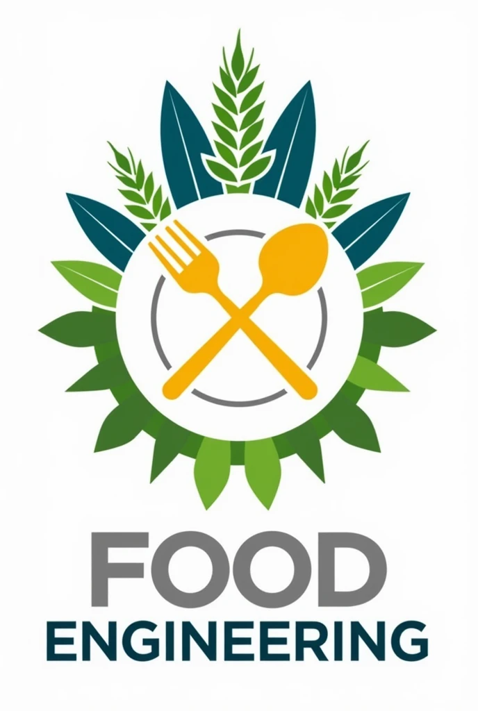 Para criar um logotipo para o curso de Food Engineering, here is an idea you might consider:conceito:The logo can be a combination of elements that symbolize food science, technology and sustainability, reflecting the values and focus of the course.Description:Central symbol:A gear (representing engineering and technology) stylized as a plate, where each gear tooth merges with food symbols (For example, Wheat, litter, AngelT, and a drop of oil). Isso conecta a ideia de engenharia com a produção e transforlittero de alimentos.Folhas Unripes:Wrapping the top of the gear, add green leaves to represent sustainability and eco-friendly practices, reinforcing the idea of sustainable innovation in the food sector.Crossed Spoon and Fork:Positioned behind the gear, as a background, symbolizing the preparation and consumption of food, linking the theoretical and practical aspects of the course.colors:Use the colors mentioned above:Unripe (#4CAF50) for the leaves.cerulean (#2196F3) for gear contour.yellow (#FFEB3B) for food symbols.gris (#9e9e9e) for the utensils and technical details.Typography:The name of the course "Food Engineering" can be placed below the symbol in a modern, readable font, perhaps with a slight tilt to add dynamism. Using a sans-serif font with clean lines can convey modernity and clarity..