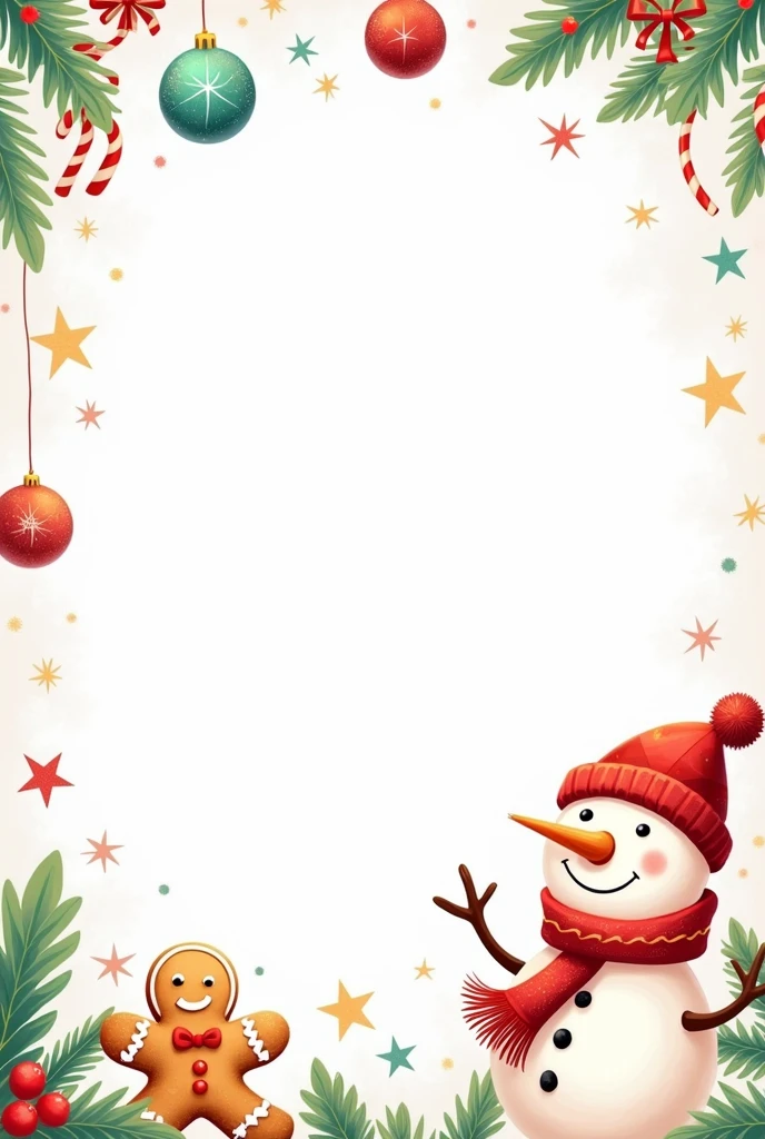 Create an image for a Christmas themed banner and t-shirts with a completely white background and space for writing, with suggestive images with an inviting appearance with a Christmas theme