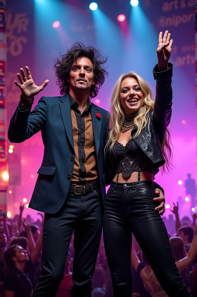 Milei on stage with Miley Cyrus