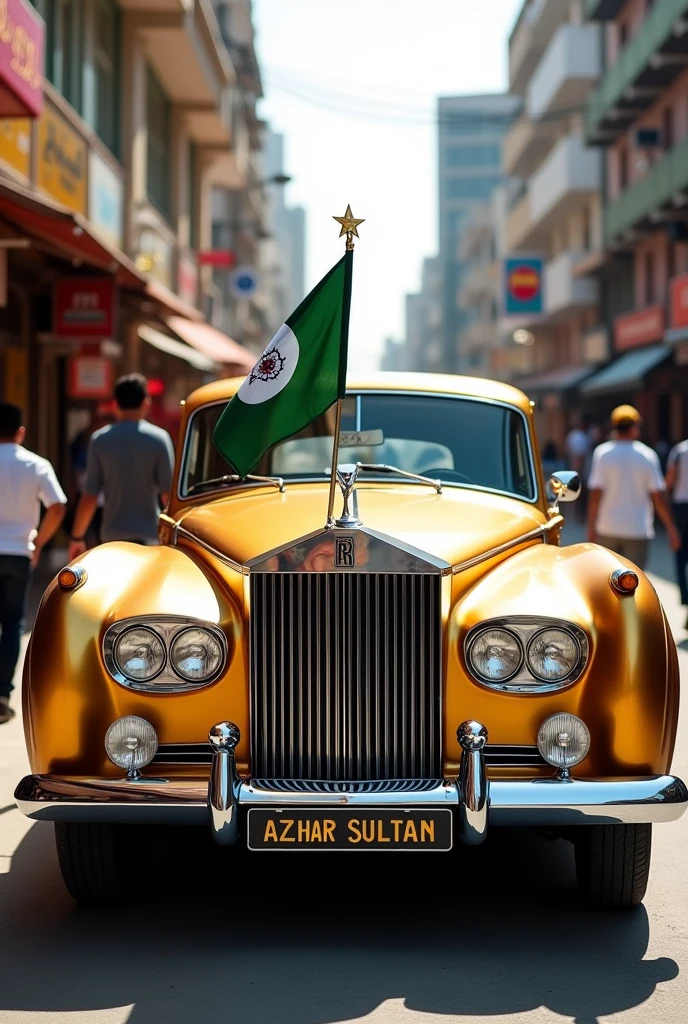 Write “Azhar sultan” on rolls royce number plate and pakistan with me


