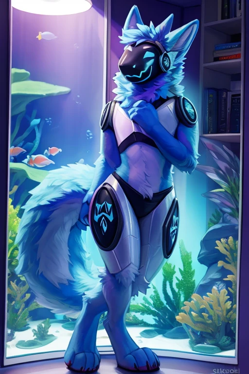 (((in front of a aquarium fish tank, inside a aquarium, light blue fur protogen furry character wolf light blue anthropomorphic fur full body protogen An artwork,))), big chest wearing clothing , day, , sensual, detailed, uploaded to e621, beautiful and detailed portrait of an anthropomorphic , (((male))) uploaded to e621, zaush, foxovh, movie lighting, thicc, alone, movie cover, detailed, 8k res, hires, detailed eyes, good anatomy, good perspective, towards viewer, by bebebebebe, by sicklyhypnos, by gerkk, by orf, nice hands, perfect hands, happy, romantic, ray tracing lighting, rtx on
