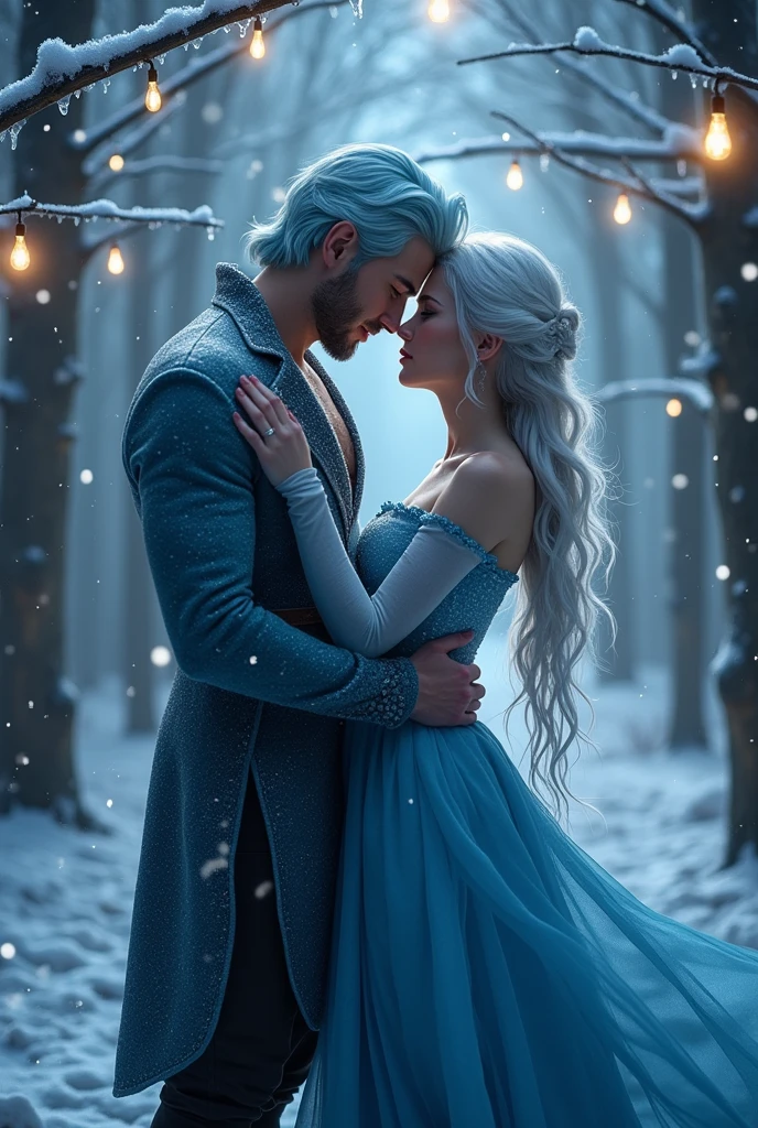 Elza and Jack Forst kissing passionately and sexually