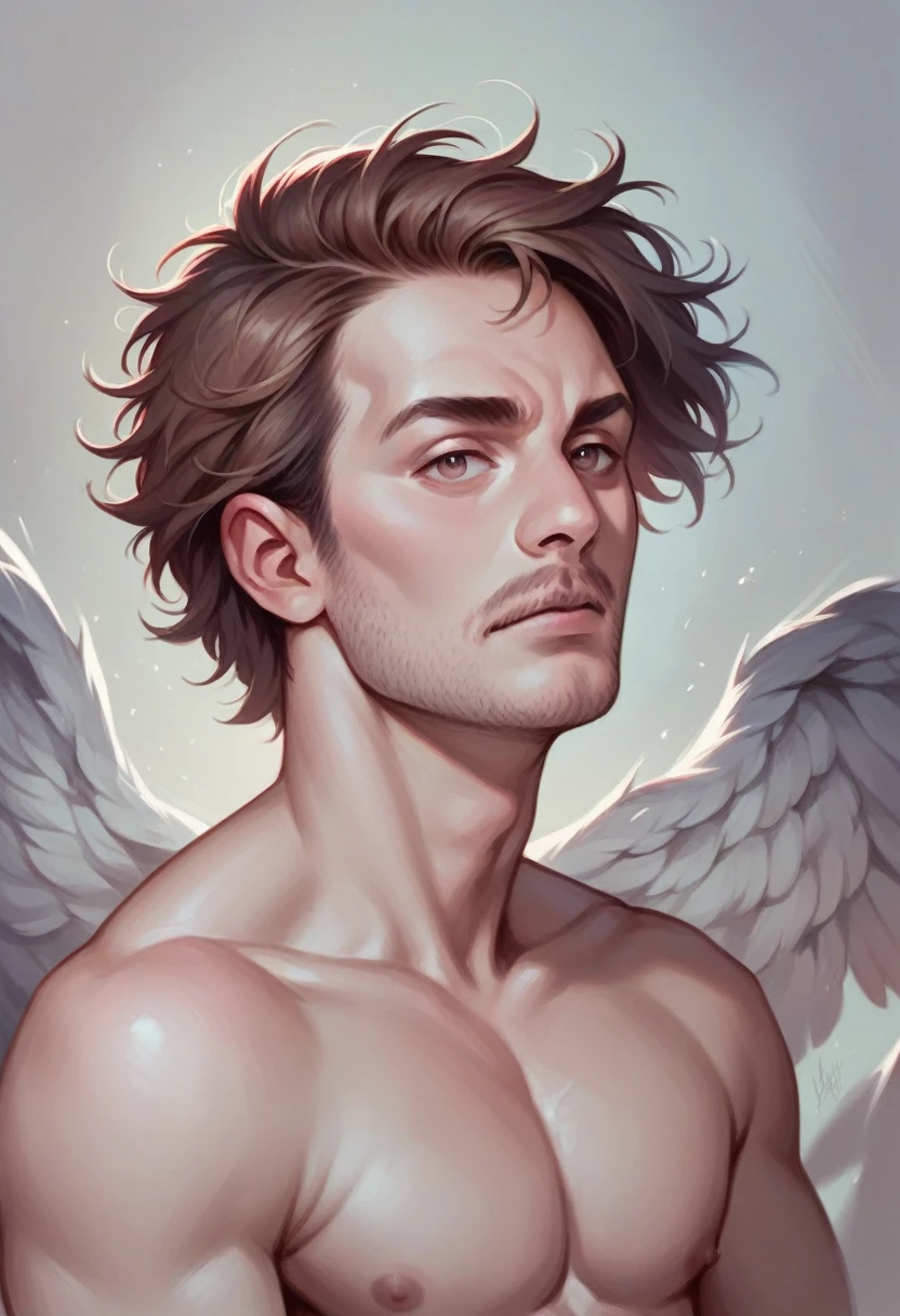 photorealistic style fallen angel man
