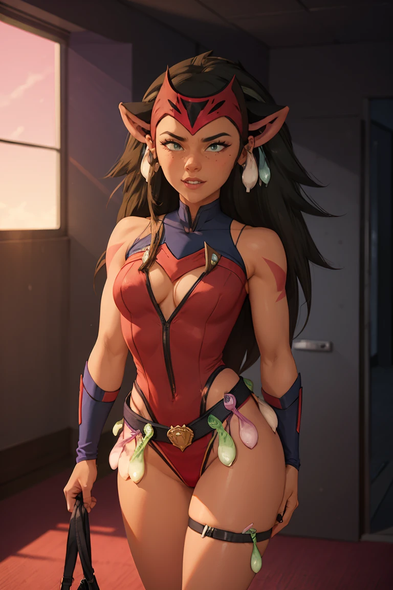 8k, ray tracing, vibrant colors, (1girl), (solo:1.4), (catra:1.8), heterochromia, colored sclera, sleeveless, bare shoulders, , milf,terpiece, sharp focus, Best Quality, depth of field, cinematic lighting, very detailed clothes, (used condoms, belt, usdom belt, condom hnament:1.6), ctive smile)), thin lips, closed mouth, Perfect eyes, perfect hair, Rich in details and textures, masterpiece, Best Quality, beautiful girl, Sun light, chiaroscuro, (perfect hands:0.7, Clean hands:0.7), ((((Professional photography)))), ((Dream)), Whole body