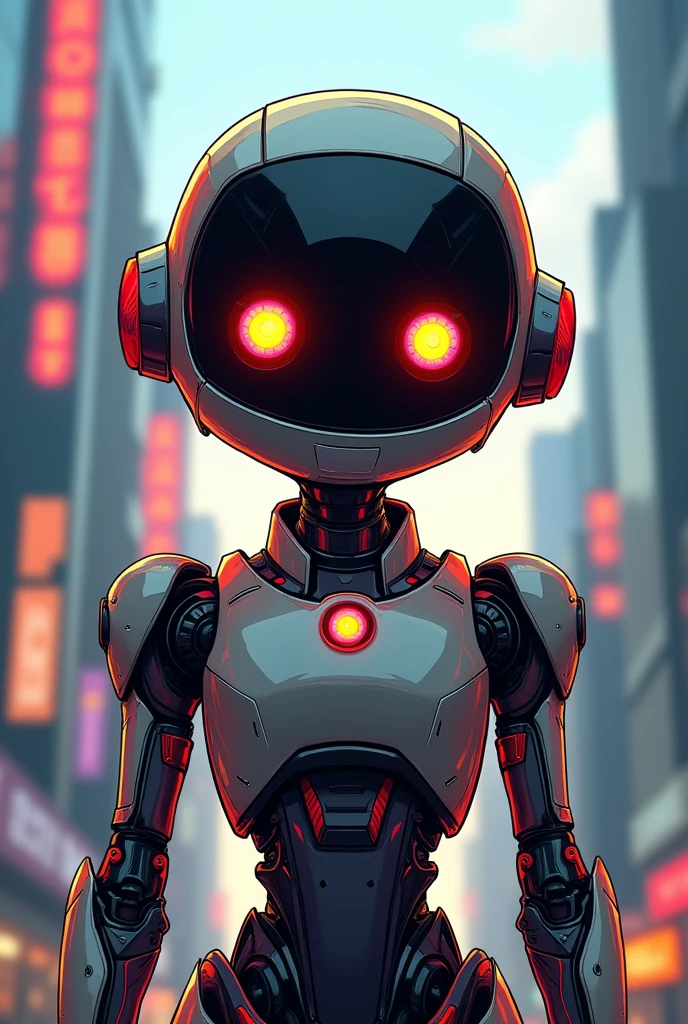 (deuzear:1.2), cute, portrait, gorgeous eyes, good lights, good colors, good composition, monocolor, bicolor, good face, (cute:0.7), teenager,  
serious, defying look
whole body, 
aestheticcartoon, vibrant colors, 
robot, blurry cyberpunk city in the background,
up view, 
,
on a rally, 
BREAK, 
black and white, 
, 

