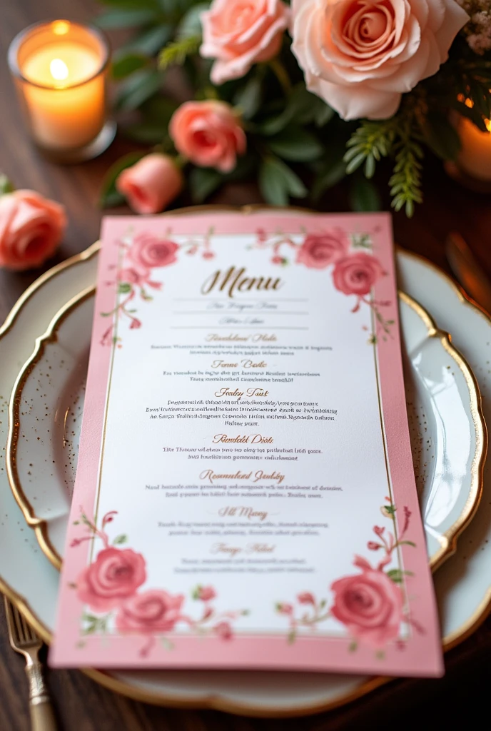 Pink and white restaurant menu 